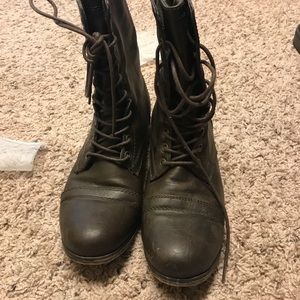 Brown combat boots